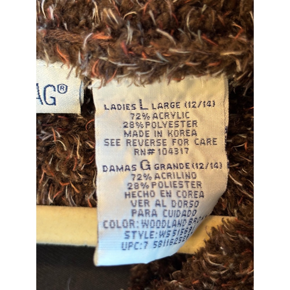 White Stag Woodland Brown Fuzzy Eyelash Knit Belted Cardigan Sweater Large - Picture 4 of 7